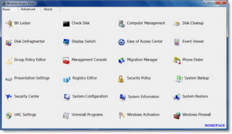 Windows-Access-Panel-programma-utile
