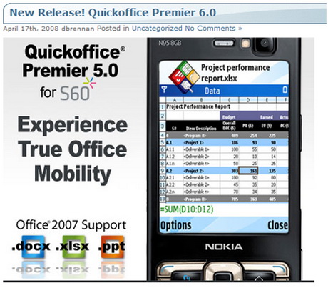 QuickOffice 1.3 per iPhone e iPod Touch, senza dubbio un pratico applicativo per i nostri smartphone di casa Apple.