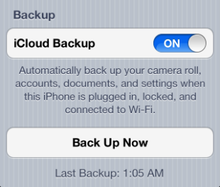 iCloud come creare di un backup