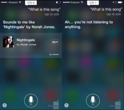 iOS7vsiOS8 Siri e Shazam iOS 8