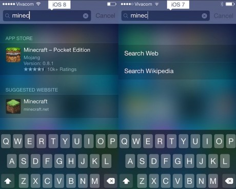 iOS7vsiOS8 nuovo spotlight