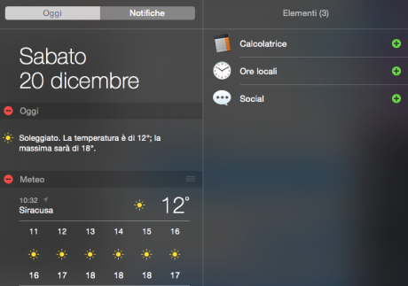 Snellire il centro notifiche Yosemite