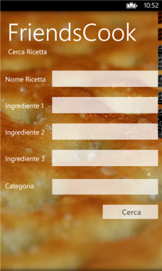 app per ricette con Windows Phone