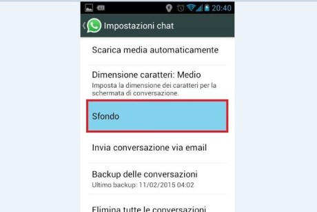 Cambiare sfondo WhatsApp