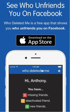 app per scoprire chi ci ha tolto l'amicizia su Facebook