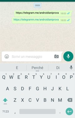 blocco link Telegram su WhatsApp