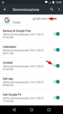 contatti rubrica Android