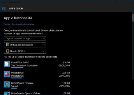 liberare spazio disco fisso Windows 10