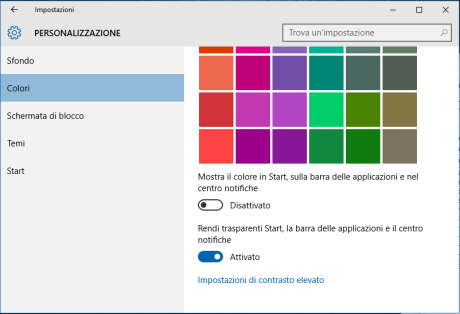 velocizzare-Windows-10-senza effetti trasparenza