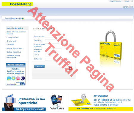 truffa mail Postepay bloccata