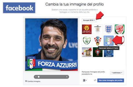 come aggiungere la scritta Forza Azzurri foto profilo Facebook
