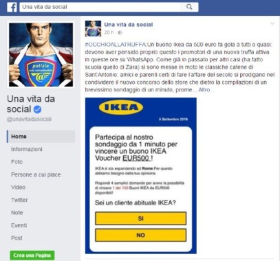 truffa Ikea buono WhatsApp