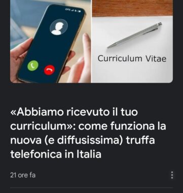 Truffa curriculum